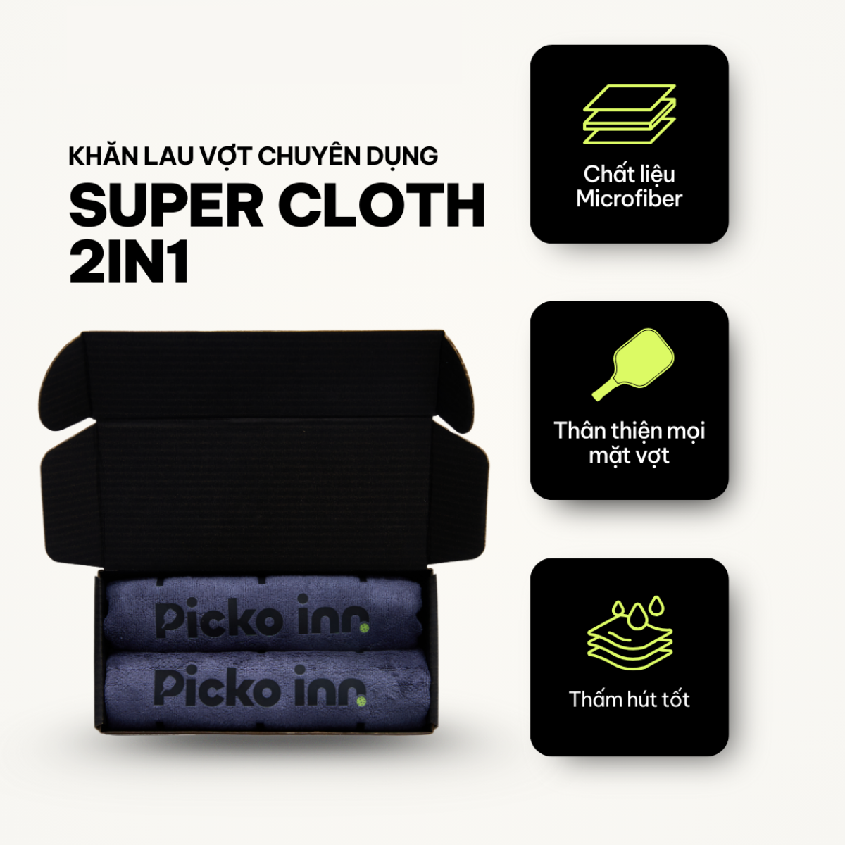 Khăn lau vợt chuyên dụng Super Cloth 2in1 (Combo 2 khăn) 11 SPORT 1Khăn lau vợt chuyên dụng Super Cloth 2in1 (Combo 2 khăn) 11 SPORT 112