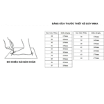 Bảng quy đổi size Wika Vanta - 11 SPORT 